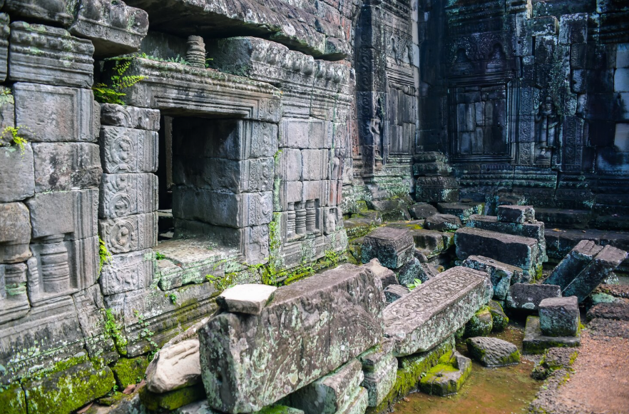 Ancient stone ruins with carved details illustrating unsolved historic mysteries from the past
