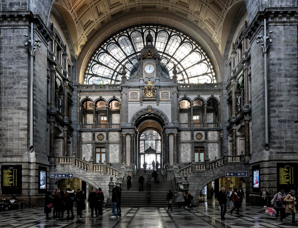 Antwerp train station hall is an example of beautiful train stations to visit for architecture and history